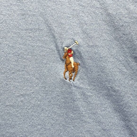 Polo Ralph Lauren Shirt Mens Medium Blue Polo Pima Cotton Flesh Pony Rugby Golf - Picture 6 of 10